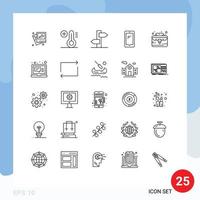 Line Pack of 25 Universal Symbols of case iphone holiday android smart phone Editable Vector Design Elements