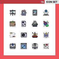 Universal Icon Symbols Group of 16 Modern Flat Color Filled Lines of connect globe kid internet legal Editable Creative Vector Design Elements