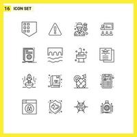 Pack of 16 creative Outlines of build management pilot leadership business Editable Vector Design Elements