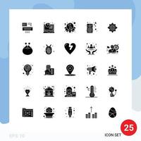 Modern Set of 25 Solid Glyphs Pictograph of decoration speaker chinese music heart Editable Vector Design Elements