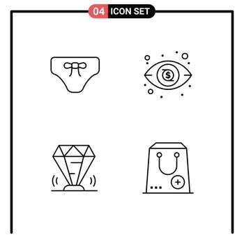 4 4 usuario interfaz línea paquete de moderno señales y símbolos de ropa interior valor ropa inversión rubí editable vector diseño elementos