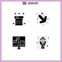 Modern Set of 4 Solid Glyphs and symbols such as bag coding resistant down develop Editable Vector Design Elements