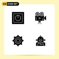 Universal Solid Glyphs Set for Web and Mobile Applications devices gear safe film camera cogs Editable Vector Design Elements