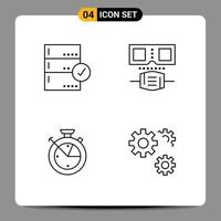 4 Creative Icons Modern Signs and Symbols of approve time check mask data scince Editable Vector Design Elements