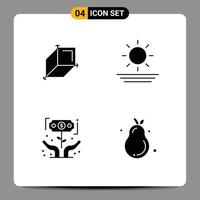 Modern Set of 4 Solid Glyphs and symbols such as box investor beach finance alligator pear Editable Vector Design Elements