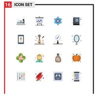 Set of 16 Modern UI Icons Symbols Signs for mobile encryption gear notes content Editable Pack of Creative Vector Design Elements