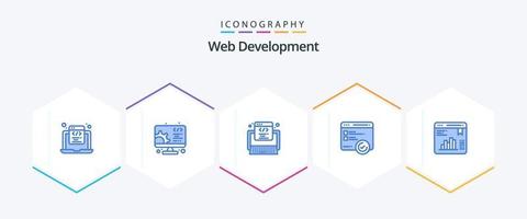 Web Development 25 Blue icon pack including chart. testing. web. speed. web vector