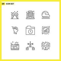 9 Universal Outlines Set for Web and Mobile Applications user download helmet update sport Editable Vector Design Elements