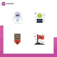 4 Universal Flat Icons Set for Web and Mobile Applications android badge robot future rank Editable Vector Design Elements