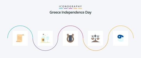 Greece Independence Day Flat 5 Icon Pack Including greece. cancer. harp. astrology. ireland vector