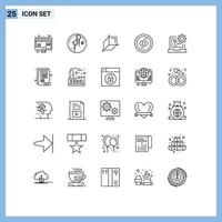 Stock Vector Icon Pack of 25 Line Signs and Symbols for c ui music interface browser Editable Vector Design Elements