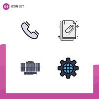 4 Creative Icons Modern Signs and Symbols of call turbine telephone attachment axis Editable Vector Design Elements