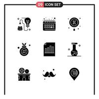 Set of 9 Modern UI Icons Symbols Signs for badge award badge routine award science Editable Vector Design Elements