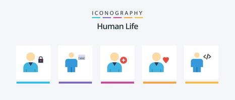 Human Flat 5 Icon Pack Including human. body. follow. avatar. friend. Creative Icons Design vector