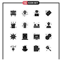 Modern Set of 16 Solid Glyphs Pictograph of dry sent book message email Editable Vector Design Elements
