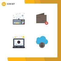 User Interface Pack of 4 Basic Flat Icons of computer online close money screen Editable Vector Design Elements