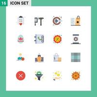 Mobile Interface Flat Color Set of 16 Pictograms of shopping sell hammer buy promotion Editable Pack of Creative Vector Design Elements