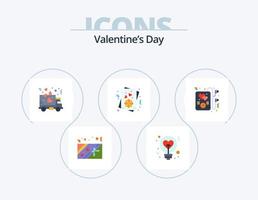 Valentines Day Flat Icon Pack 5 Icon Design. party. headphone. delivery. valentine. card vector