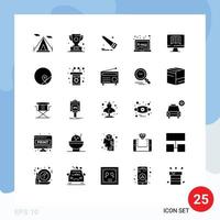 Universal Icon Symbols Group of 25 Modern Solid Glyphs of ontechnology computer saw formula board Editable Vector Design Elements