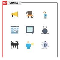 Set of 9 Modern UI Icons Symbols Signs for box window choice webpage browser Editable Vector Design Elements