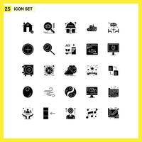 Pictogram Set of 25 Simple Solid Glyphs of coffee milk find items hard hat Editable Vector Design Elements