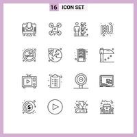 Set of 16 Modern UI Icons Symbols Signs for no love logo checklist heart sign man Editable Vector Design Elements