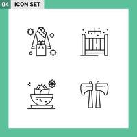 Pack of 4 creative Filledline Flat Colors of bath local shower living spa Editable Vector Design Elements