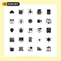 Set of 25 Modern UI Icons Symbols Signs for calculation audit safe box accounting science experiment Editable Vector Design Elements