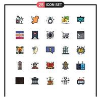 Universal Icon Symbols Group of 25 Modern Filled line Flat Colors of projector presentation present chart pin Editable Vector Design Elements