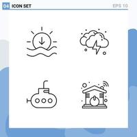 Stock Vector Icon Pack of 4 Line Signs and Symbols for sun automation cloud weather smart Editable Vector Design Elements