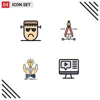 Set of 4 Modern UI Icons Symbols Signs for cartoon idea frankenstein drawing creative Editable Vector Design Elements