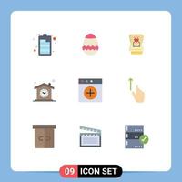 Group of 9 Flat Colors Signs and Symbols for new app heart design time Editable Vector Design Elements