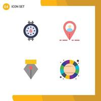 4 Universal Flat Icon Signs Symbols of gauge color location editor wheel Editable Vector Design Elements