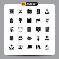 Group of 25 Solid Glyphs Signs and Symbols for scientists physicists document knowledge worker cell Editable Vector Design Elements