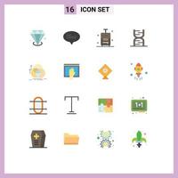 Set of 16 Vector Flat Colors on Grid for circle genetic suitcase dna chain Editable Pack of Creative Vector Design Elements