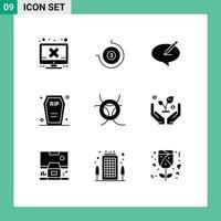 Set of 9 Modern UI Icons Symbols Signs for danger funeral message death casket Editable Vector Design Elements