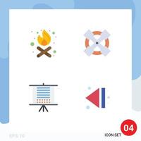 4 Universal Flat Icons Set for Web and Mobile Applications bonfire web tools board end Editable Vector Design Elements