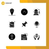 9 Universal Solid Glyphs Set for Web and Mobile Applications accessibility mirror recording mark marker Editable Vector Design Elements