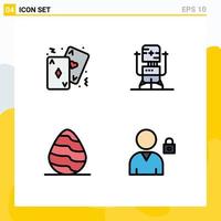 Set of 4 Modern UI Icons Symbols Signs for cards medical casino bot egg Editable Vector Design Elements