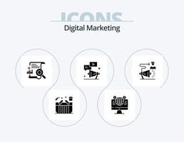 Digital Marketing Glyph Icon Pack 5 Icon Design. youtube. megaphone. social media. report. file vector