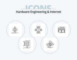 Hardware Engineering And Internet Line Icon Pack 5 Icon Design. logic. function. train. smart. monitor vector