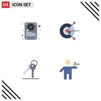 Flat Icon Pack of 4 Universal Symbols of data keys storage disk room Editable Vector Design Elements