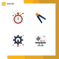 4 Universal Flat Icon Signs Symbols of pocket watch work watch construction graphic Editable Vector Design Elements