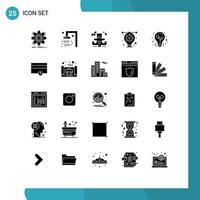 User Interface Pack of 25 Basic Solid Glyphs of light illustration hearts designing artwork Editable Vector Design Elements