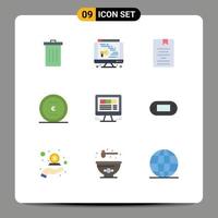 9 Creative Icons Modern Signs and Symbols of browser money book coin learning Editable Vector Design Elements