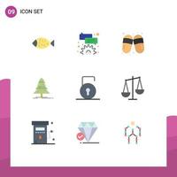 User Interface Pack of 9 Basic Flat Colors of protect key woman x mas forest Editable Vector Design Elements