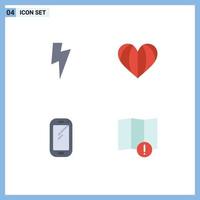 Pictogram Set of 4 Simple Flat Icons of twitter smart phone heart favorite huawei Editable Vector Design Elements