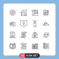 Universal Icon Symbols Group of 16 Modern Outlines of page clipboard gallery business picture Editable Vector Design Elements