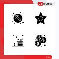 Modern Set of 4 Solid Glyphs Pictograph of arrow golf up left studio sport Editable Vector Design Elements