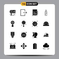 Universal Icon Symbols Group of 16 Modern Solid Glyphs of internet surfing document surfboard recreation Editable Vector Design Elements